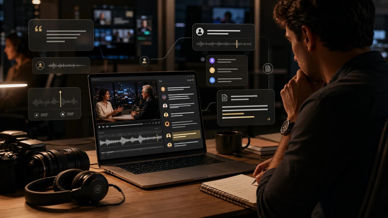 Journalist using video to text ai for interview transcription